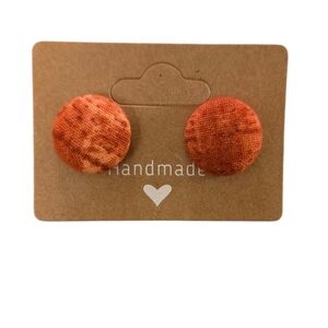 Marbled Blood Orange Button Earrings